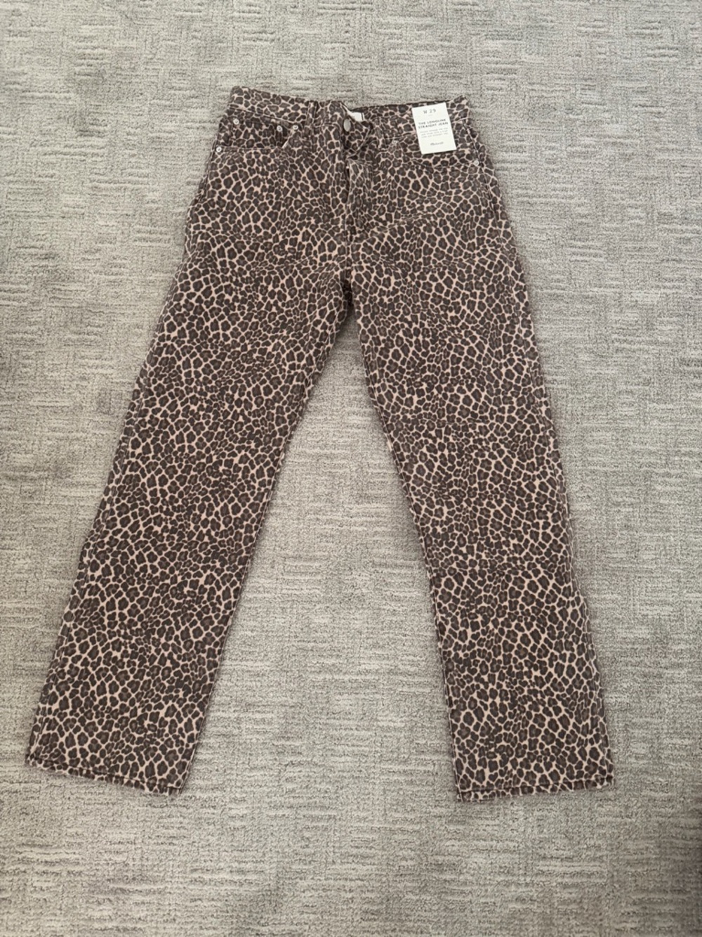 Madewell The Longline Straight Jean - Leopard Print Brown/Black - Picture 4 of 5